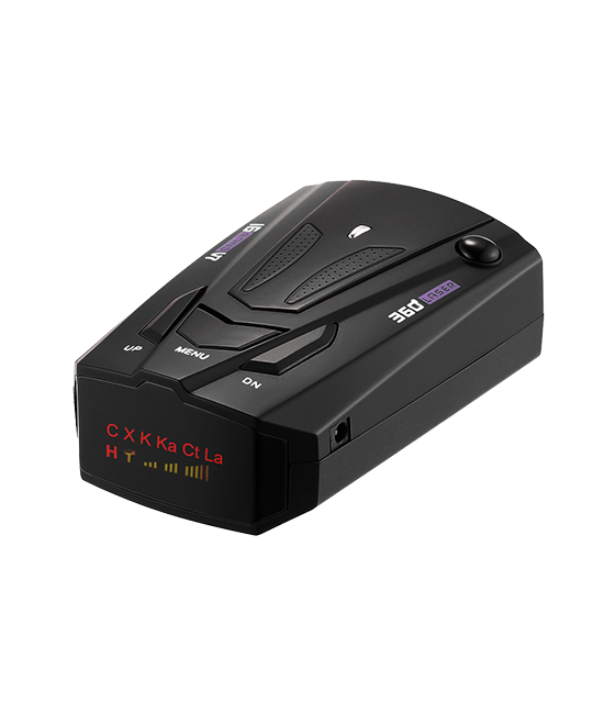 SpyCar plug-and-play radar detector mounted on a car windshield